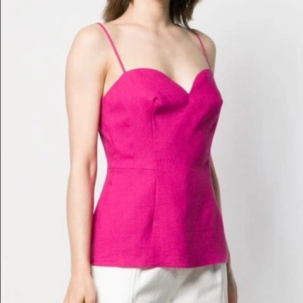 THEORY | EUC Pure Linen Sweetheart Top in Fuchsia
